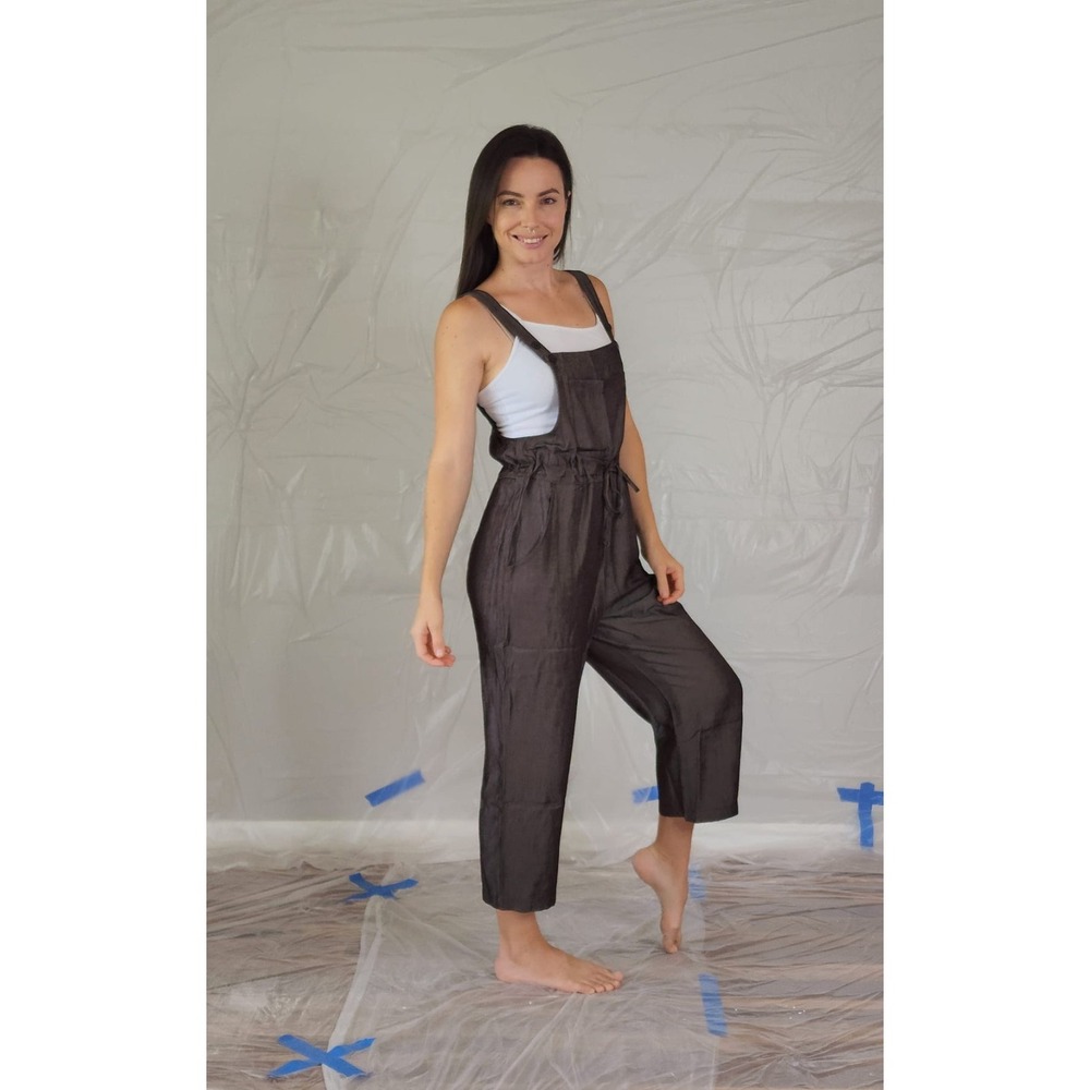 Lularoe Espresso Crop Baggy Flowy Oversized Travel Juliet Jumpsuit Overalls Sz M